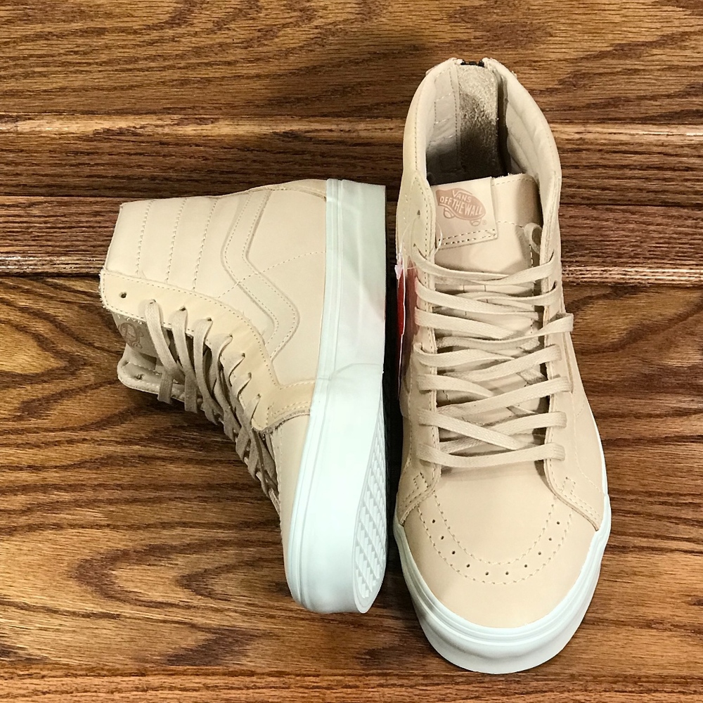 Vans Sk8-Hi Reissue Zip Veggie Tan Leather Shoes - Picture 4 of 7